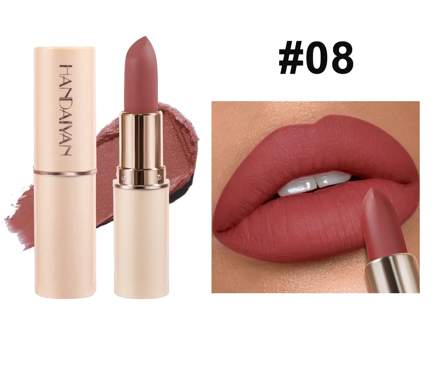 Deep Red Matte Lipstick – 8 Colors, Waterproof, Non-Stick Cup, Velvet Lip Balm, Dark Red Lipsticks for Easy Application