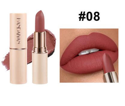 Deep Red Matte Lipstick – 8 Colors, Waterproof, Non-Stick Cup, Velvet Lip Balm, Dark Red Lipsticks for Easy Application