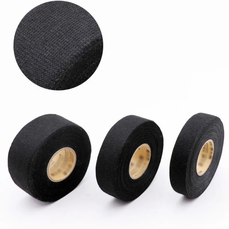 15 Meter Flame Retardant Adhesive Cloth Tape - Heat-resistant Tape for Car Cable Harness, Wiring Loom Protection (Width 9/19/25MM)