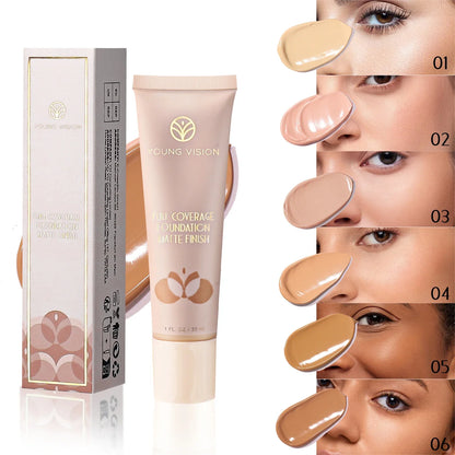 30ml Matte Liquid Foundation Cream – Long-Wear, Oil-Control, Full Coverage Waterproof Concealer for Wheat Tone Makeup
