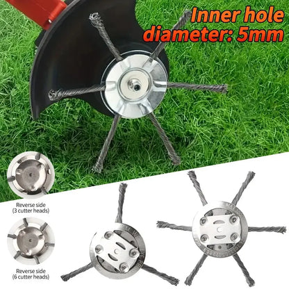 6 Inch Universal Steel Wire Weed Brush Head – Lawn Mower Trimmer Disc for Grass, Moss & Rust Removal Garden Cleaning Tool