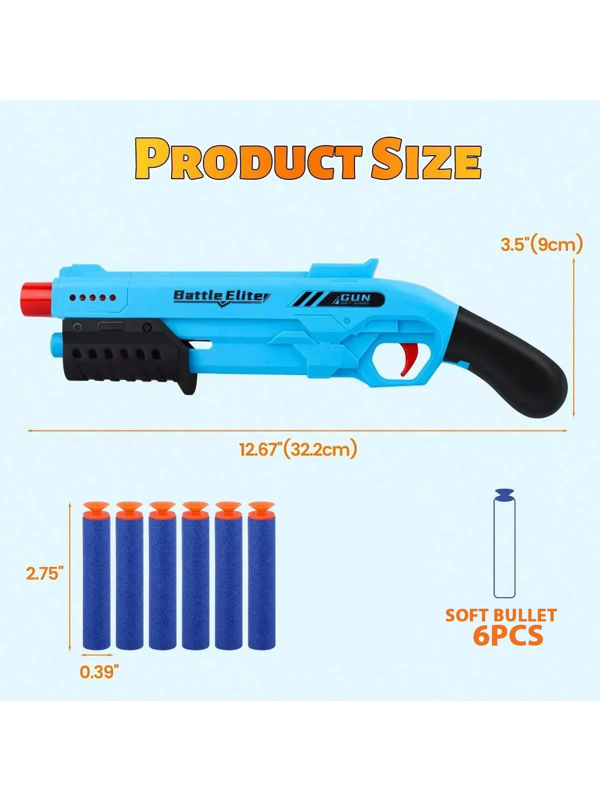 Soft Bullet Blaster Toy Gun - Durable Outdoor Foam Dart Launcher for Boys & Girls, Halloween & Christmas Gifts
