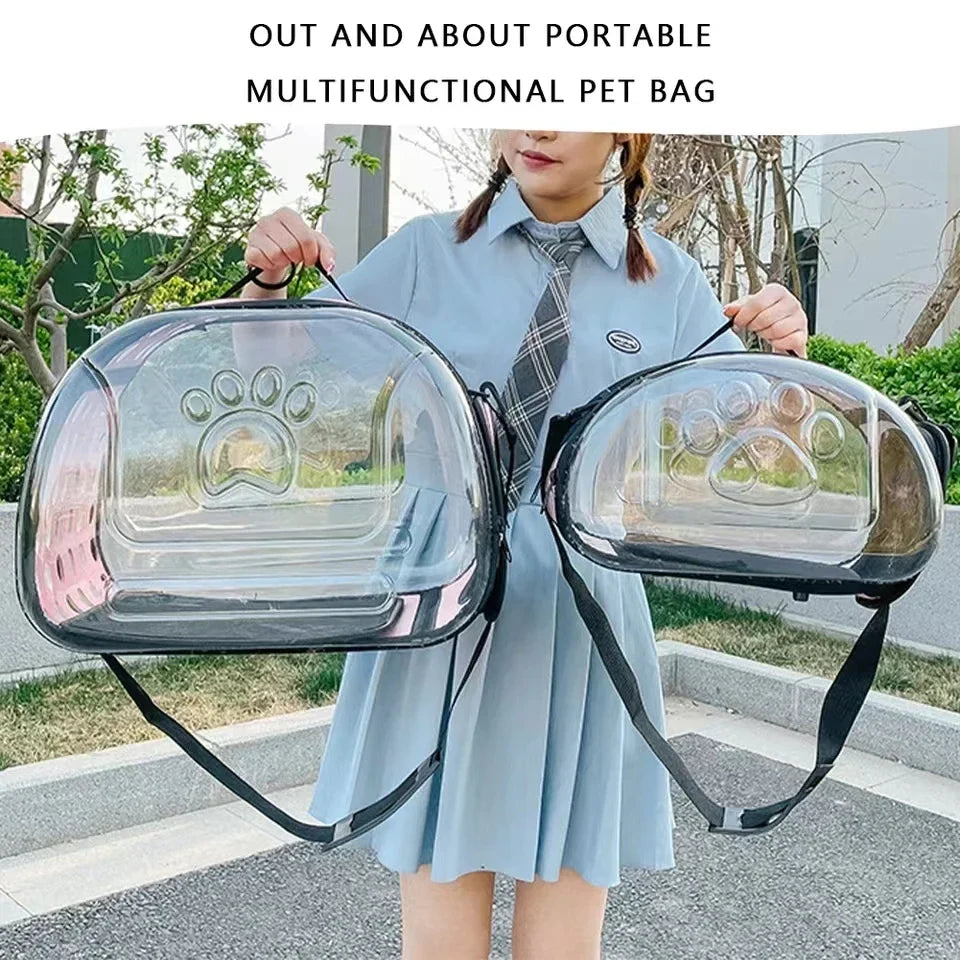 Travel in Style with the Pet Shoulder Bag - Breathable, Transparent Capsule Cat Carrier Handbag for Outdoor Adventures with Your Puppy or Kitten