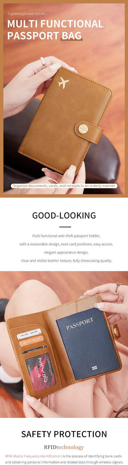 Minimalist RFID Passport Clip Multifunctional PU Leather Wallet – ID & Credit Card Holder Travel Accessory
