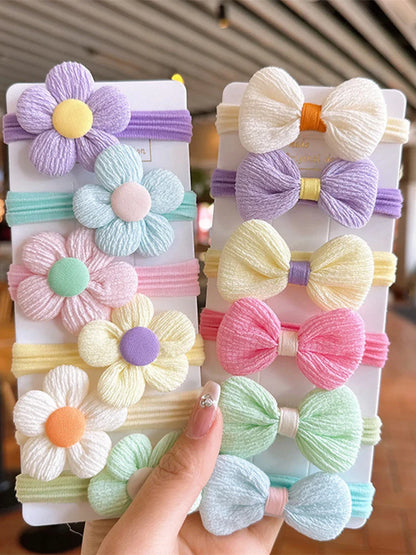 20PCS/10PCS Elastic Hair Bands with Flower Style – Girls’ Hair Accessories for Birthday Party Headwear