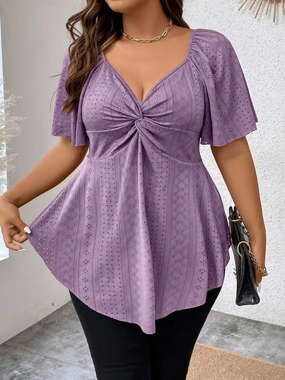 Women’s Plus Size Elegant V-Neck T-Shirt – Casual Loose Fit Summer Top for Office & Everyday Wear