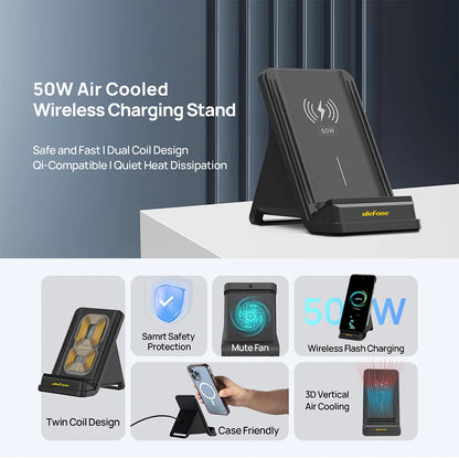Ulefone WCS01 Wireless Charging Stand - 50W Air Cooled Fast Charger for Ulefone Armor 23 Ultra Smartphone