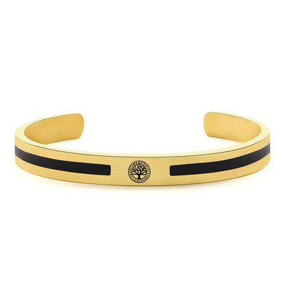 Men's Enamel Bangle - Viking Logo Cuff Bracelet, Stainless Steel Minimalist Bangle for Gentlemen