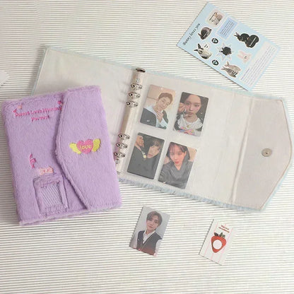 Plush Photo Card Binder - A5 Kpop Idol Cards Collect Book, Photocard Holder and Album, Book Binding Machine Compatible Card Supplies
