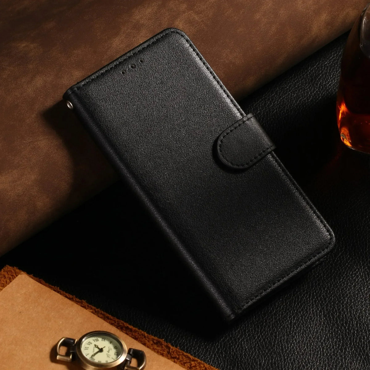 Samsung Galaxy Leather Flip Wallet Case - Protective Cover with Card Holder