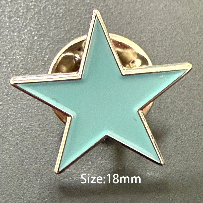 Baby Blue Metal Star Lapel Pin Brooch – Colorful Enamel Star Badge Accessories for Jackets, Bags & Fashion Outfit Decor