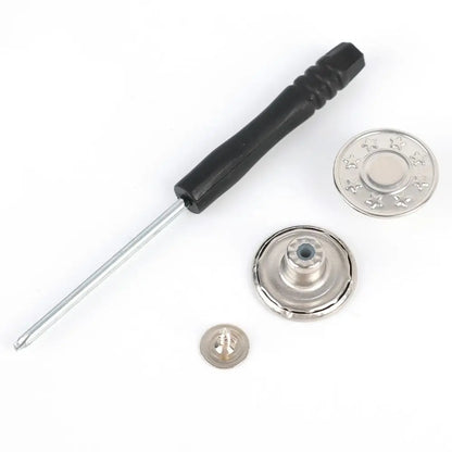 10Pcs 17mm Metal Jeans Buttons – No-Sew Screw Replacement Repair Kit for Pants & Denim