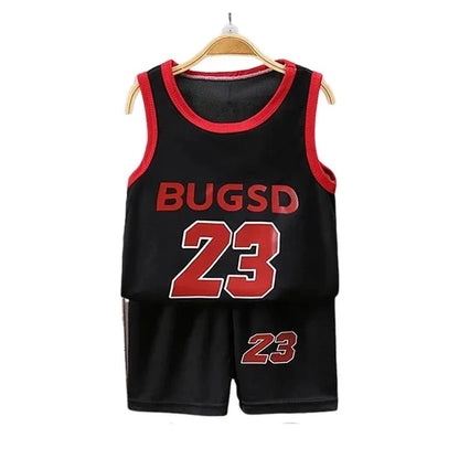 Children’s Summer Sleeveless T-Shirt and Shorts Set — Quick-Dry Sports Tank Top Outfit for Boys Basketball Training