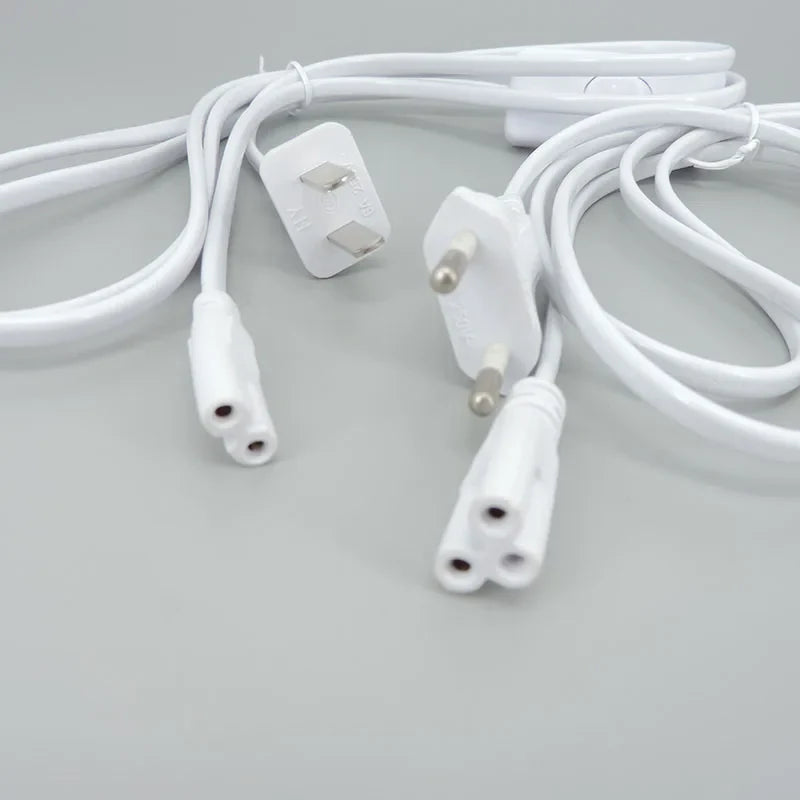 2/3 Pin AC Switch Cable – ON/OFF Power Extension Wire for T5/T8 LED Tube Lighting with EU/US Plug Connector