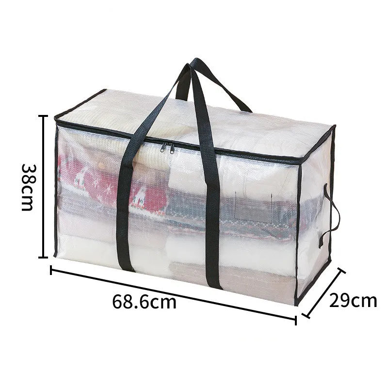Transparent Waterproof Storage Bag – Large Capacity Quilt & Clothing Organizer for Moving, Dustproof & Moisture-Proof Storage Bag