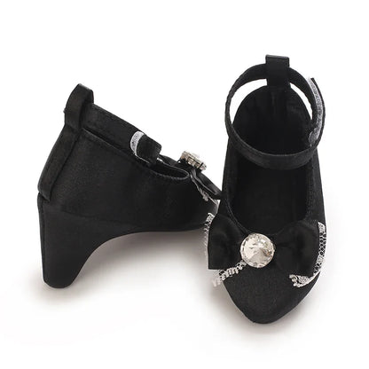 Newborn Baby Girl Princess Heels - Bow Party Crib Shoes for 0–5 Months