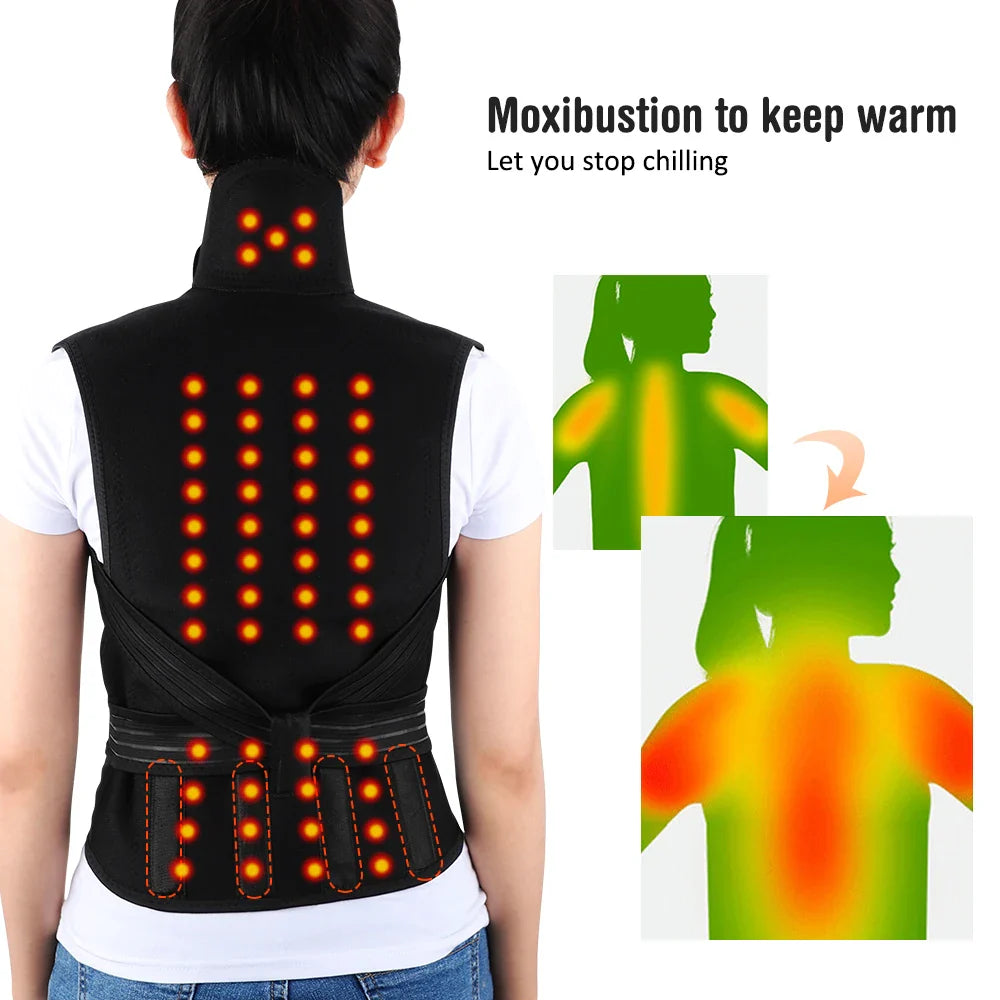 Tourmaline Magnetic Heated Vest — Self-Heating Thermal Clothing, Lumbar Waist Brace, Posture Corrector & Pain Relief Corset