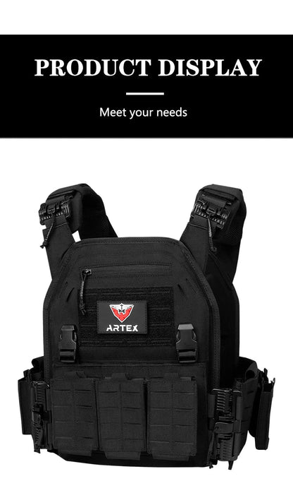 New 6094 Combat Vest – Quick Detachable Light Laser Cut Tactical Gear, Black Airsoft Carrier for Combat Equipment