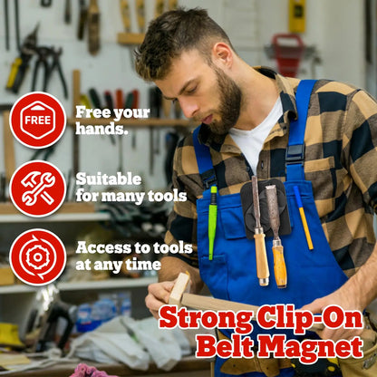 Magnetic Tool Holder – Strong Clip-On Belt Holster for Screws, Nails, Hammer, Pliers & Screwdrivers