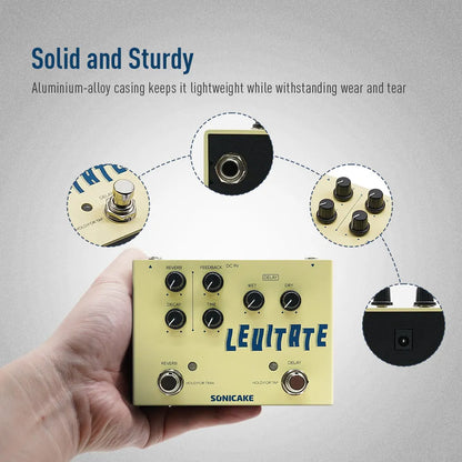SONICAKE Levitate QDS-02 Dual Footswitch Guitar Effects Pedal – Digital Delay & Reverb Stompbox