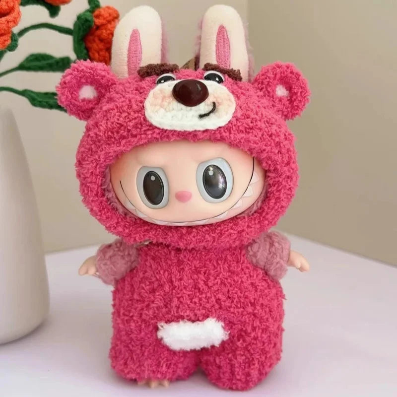 Labubu 17cm Heartbeat Macaron Monkey Toy – Stand-Up Dress-Up Jacket & Pants Suit