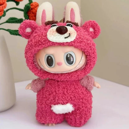 Labubu 17cm Heartbeat Macaron Monkey Toy – Stand-Up Dress-Up Jacket & Pants Suit