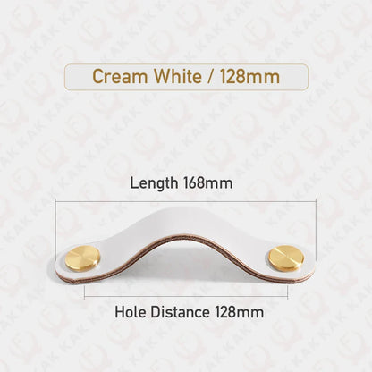 KAK Cowhide Leather Cabinet Handles – Nordic Style Furniture Pulls for Kids Room, Brass & Copper Kitchen Drawer Knobs, Door Hardware