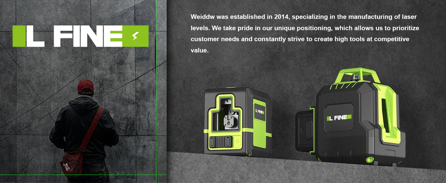 Lfine 2-Line Laser Level with Tripod — Professional 360° Self-Leveling Horizontal & Vertical Laser Measuring Tool