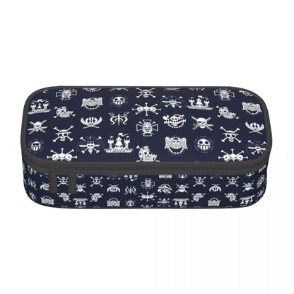 Cute Custom One Piece Pencil Case – Large Capacity Straw Hat Pirates Skull Stationery Bag for Boys & Girls
