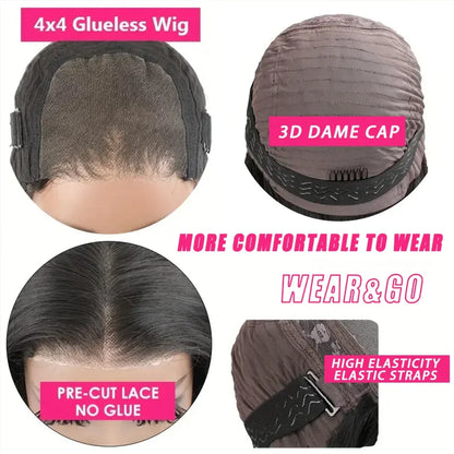 Kinky Straight Lace Front Wig – HD Transparent Remy Human Hair, Glueless Lace Part Wig for Women