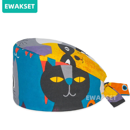 Unisex Soft Scrub Cap – Cartoon Print Surgical Hat for Men and Women, Operating Room Nursing Accessories