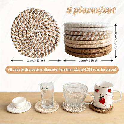4pcs Minimalist Cotton Drink Coasters – Absorbent Fabric with Non-Woven Lining for Home & Coffee Table