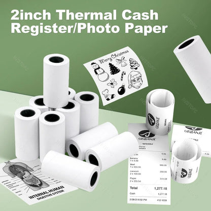 57x25mm Thermal Label Paper Rolls - Adhesive Sticker Refill for Mini Printers & Kids Instant Cameras