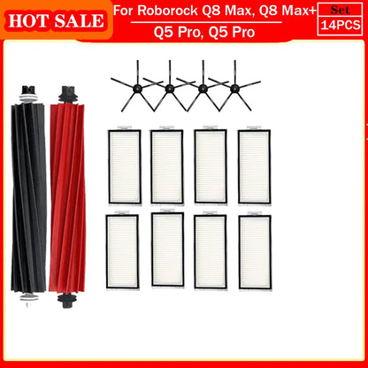 Roborock Q5 Pro & Q8 Max Replacement Parts – Main Brush, Side Brush, HEPA Filter, Mop & Dust Bag Accessories