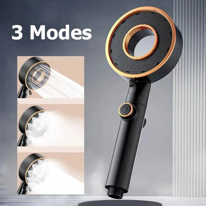 High Pressure Shower Head with 3 Modes – Adjustable Water-Saving Spray & One-Key Stop Nozzle for Bathroom Faucet Accessories