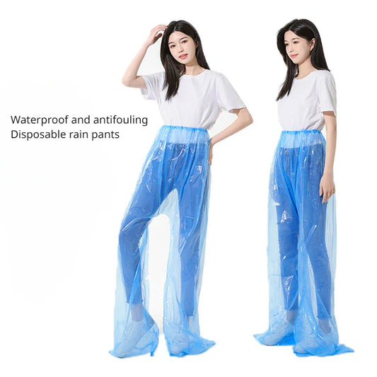 Disposable Waterproof Rain Pants Set - Thickened, Clear, Split Design for Outdoor Travel and Cycling - Ideal for Tourism and Drifting