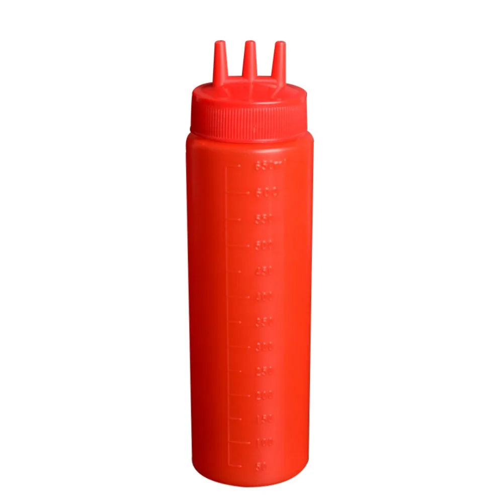 Plastic Squeeze Sauce Bottle – Graduated Jam & Salad Container with 3 Nozzles