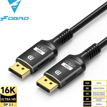 16K DP 2.1 DisplayPort Cable – 8K@120Hz, 4K@240Hz, 80Gbps HDR Video Audio Cable for Laptop, TV, Xbox, Projector, Gaming Monitor