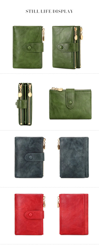 Minimalist Women’s Short Wallet – Large Capacity Triple-Layer Double Zipper Card Holder & Money Bag