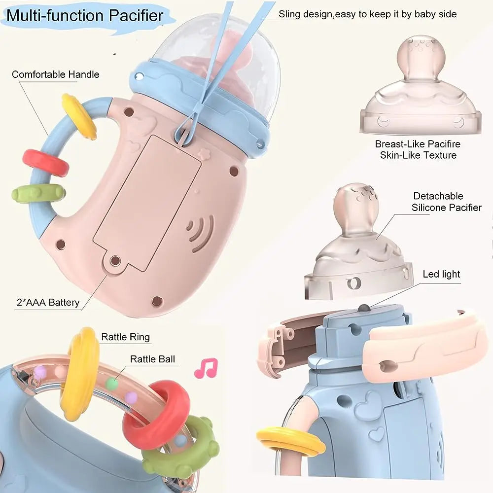 Baby Musical Feeding Bottle Pacifier: Soft Teether Rattles & Educational Toy - Soothing Vocal Music for Infants (0-12 Months)