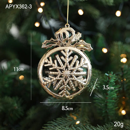Christmas Tree Ornaments – Gold Plastic Balls with Butterfly, Dragonfly, Angel & Snowflake Decorations