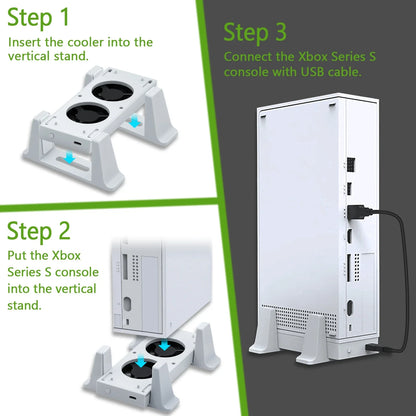 DOBE LED High-Speed Cooling Stand for Xbox Series S – Vertical Console Holder with Cooling Fan & Indicator Light Accessory (White)