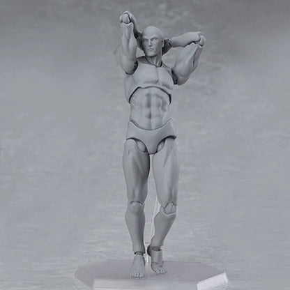 13cm Wooden Art Mannequin Figure – Male & Female Movable Body Drawing Model for Sketching, Painting & Anime Pose Reference