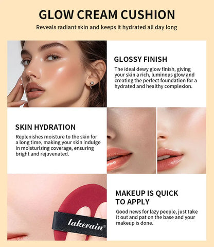 NEW Glow CC Cream Foundation Cushion – Waterproof, Long-Lasting Brightening Face Base Makeup for Women, Korean Cosmetics