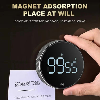 DINRGO Magnetic Kitchen Timer – Digital Manual Countdown Rotary Timer for Cooking, Shower & Stopwatch