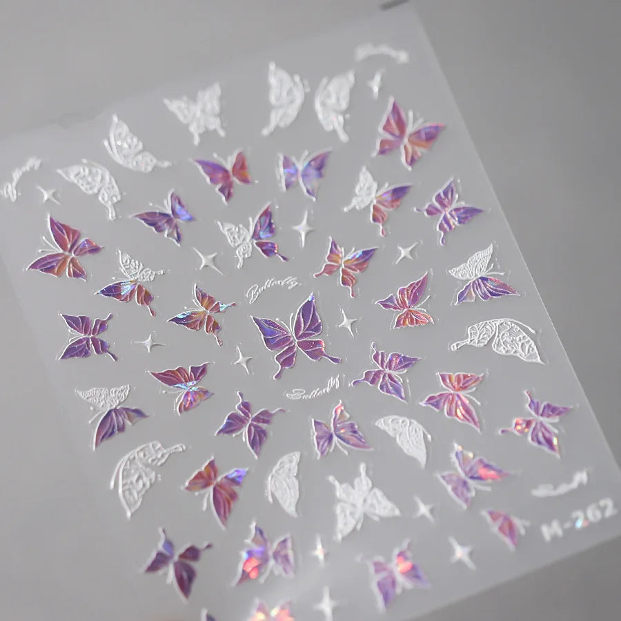 5D Glitter Butterfly Nail Sticker – Kawaii Aurora Nail Art Decal for DIY Manicure & Nail Decorations