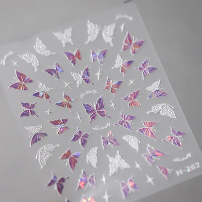 5D Glitter Butterfly Nail Sticker – Kawaii Aurora Nail Art Decal for DIY Manicure & Nail Decorations