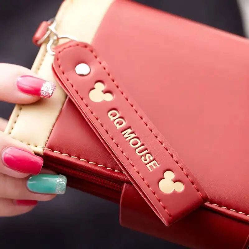 Explosion-Style Women’s Short Wallet — Korean PU Leather Cute Cartoon Zipper Purse, Multi-Card Folding Daily Pocket Wallet for Students