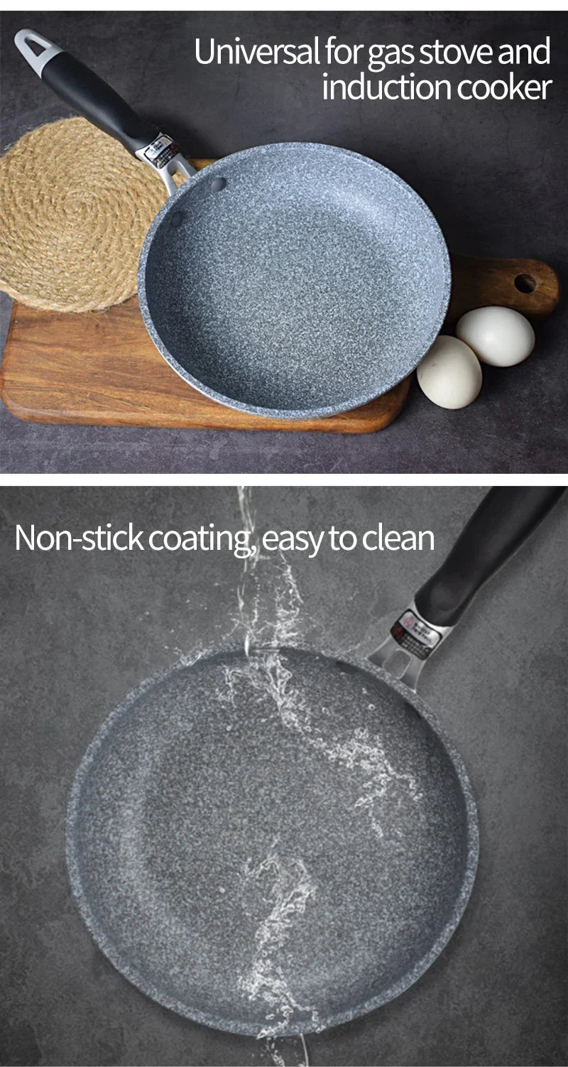 Durable Stone Frying Pan – 20/24/26/28cm Non-Stick Skillet for Pancakes, Eggs & Induction Cooking