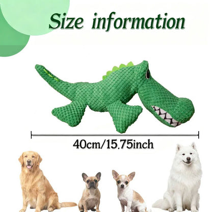 Durable Dinosaur Plush Pet Toy - Squeaky Interactive Chew Toy for Cats and Dogs, Double-Layer Fabric Design